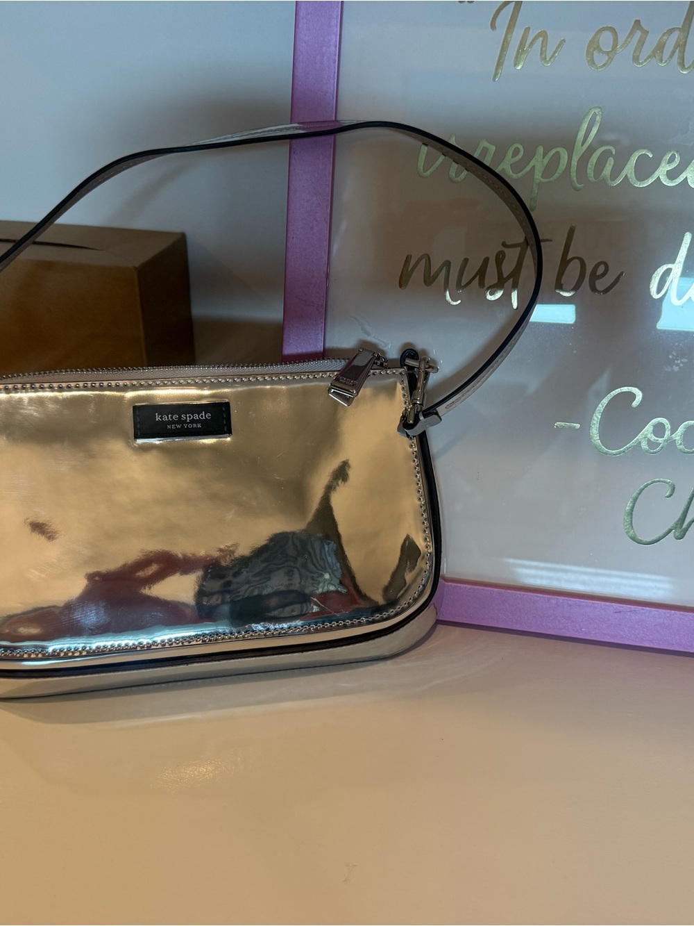 kate spade iridescent silver holographic clutch - Picture 2 of 2